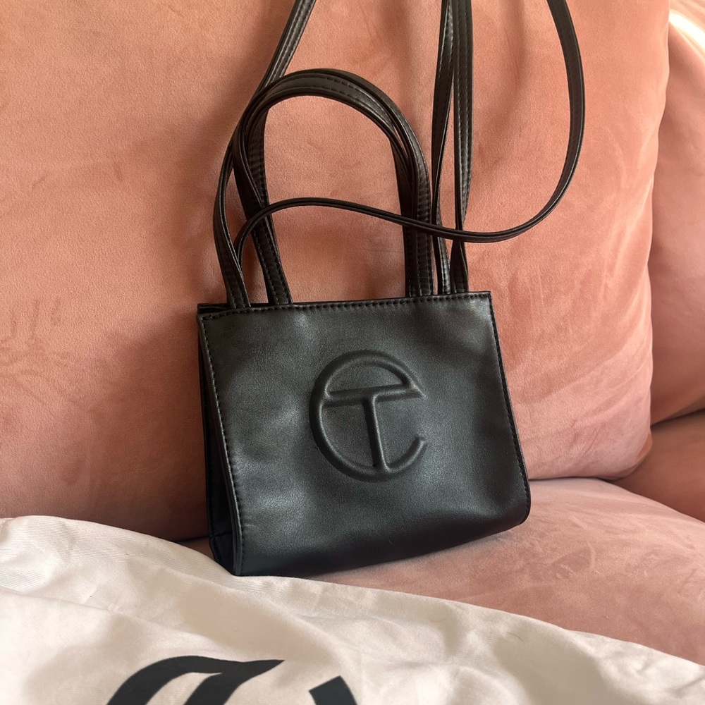 Authentic telfar mini crossbody shopping bag black